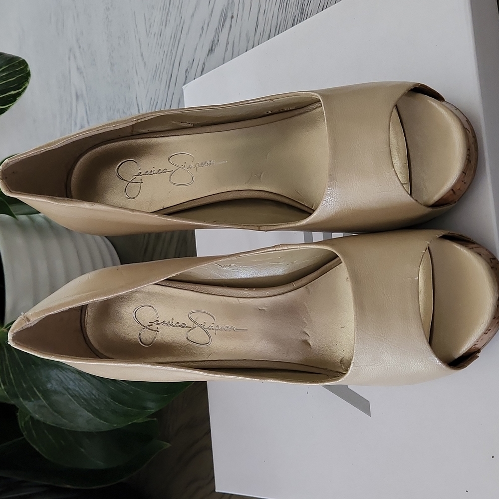 Gold peep to shoes